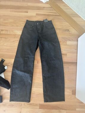 Zara Black Wide Leg Faux Leather Pants